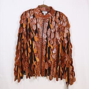 Stillman Studio Leather Leaf Jacket 2X NWT Brown Statement